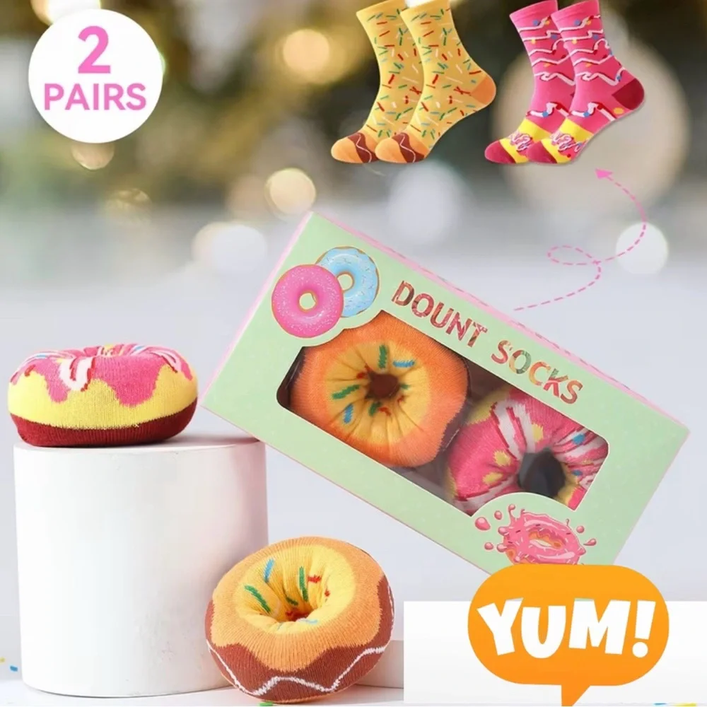 Fun and Whimsical Donut Socks Gift Set - 2 Pairs
